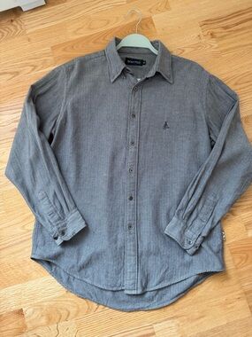 Bean Pole Button Down Shirt Herringbone Gray Size 95 (Medium) Long Sleeve